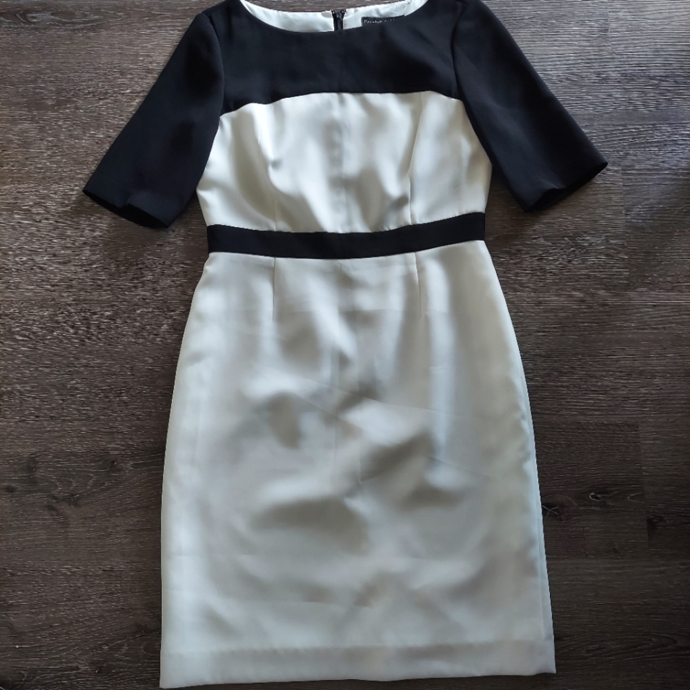 Preston & York Color Block Midi Dress White Black Size 8